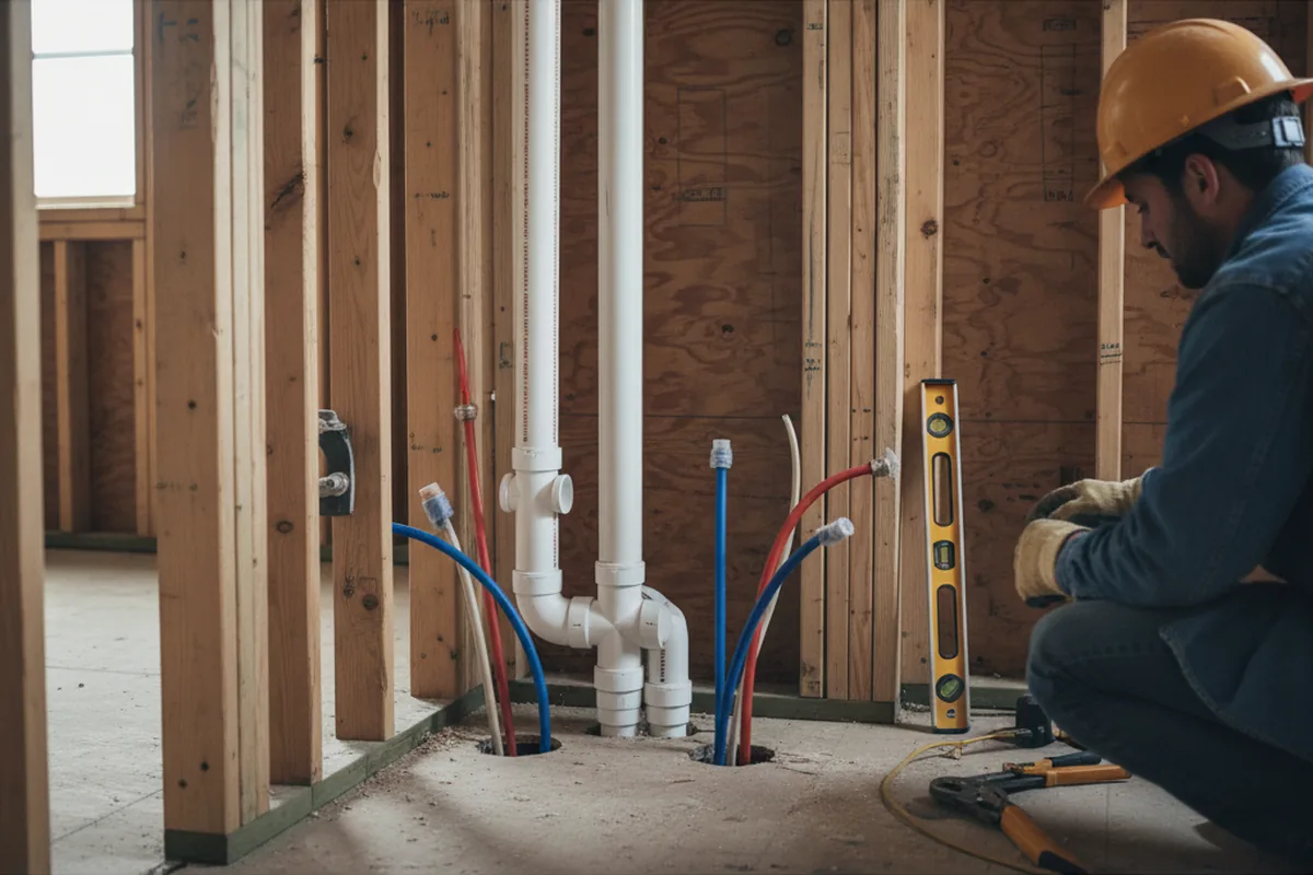 Drain and supply rough-in during Drain Cleaning in Camp Hill