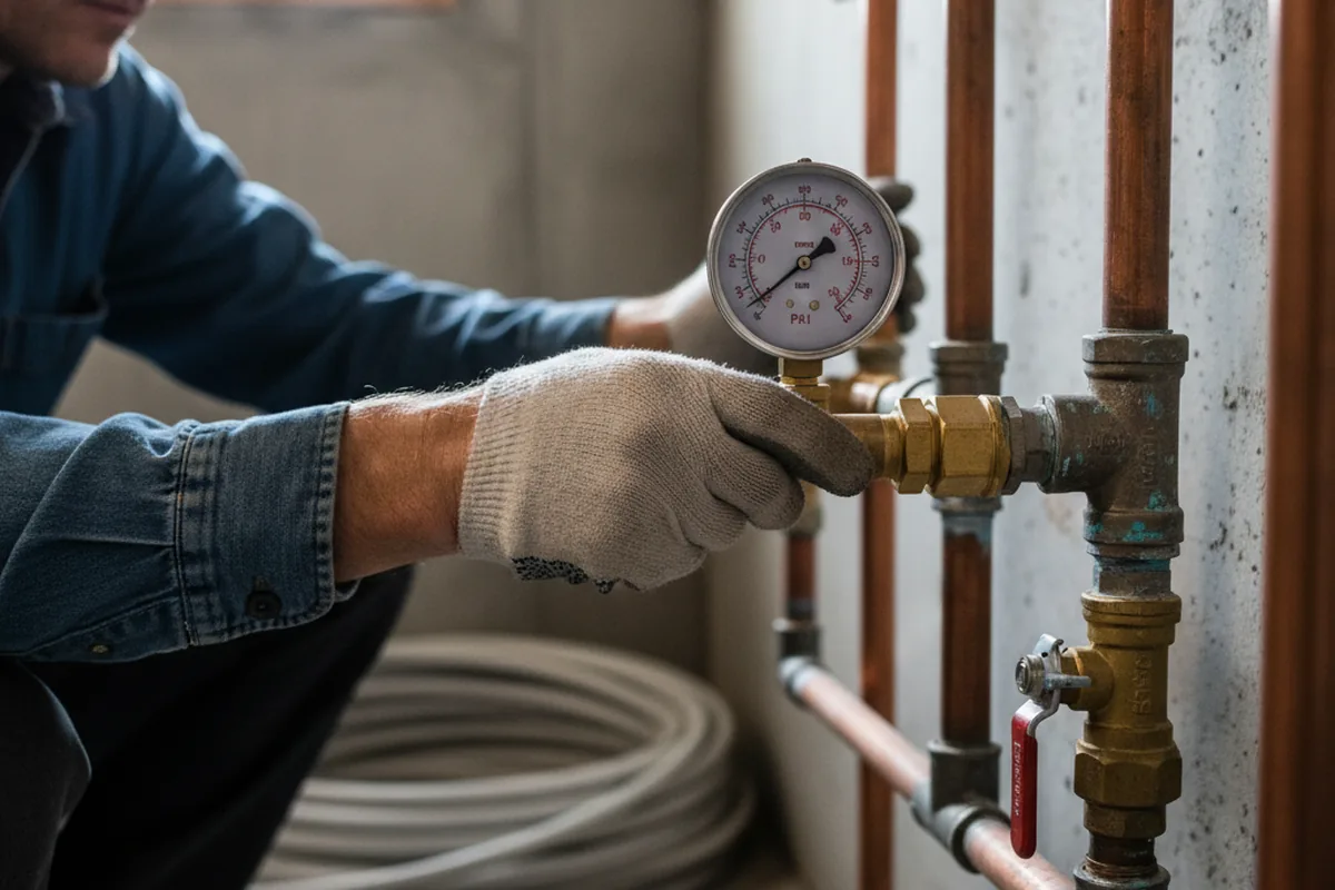 Pressure testing a repaired line during Water Line Repair in Camp Hill